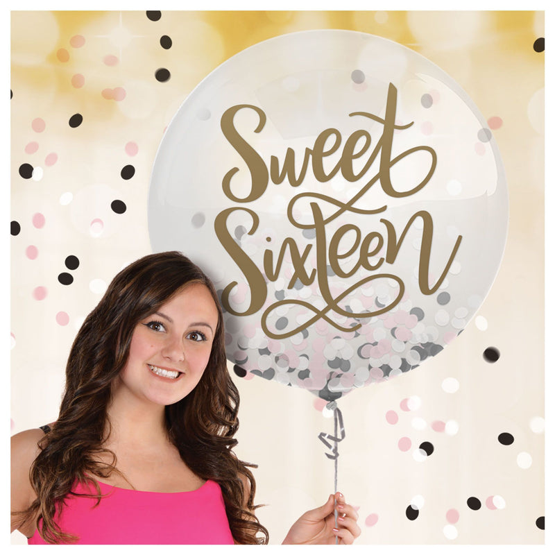 Sweet 16 Confetti Happy Birthday Balloon